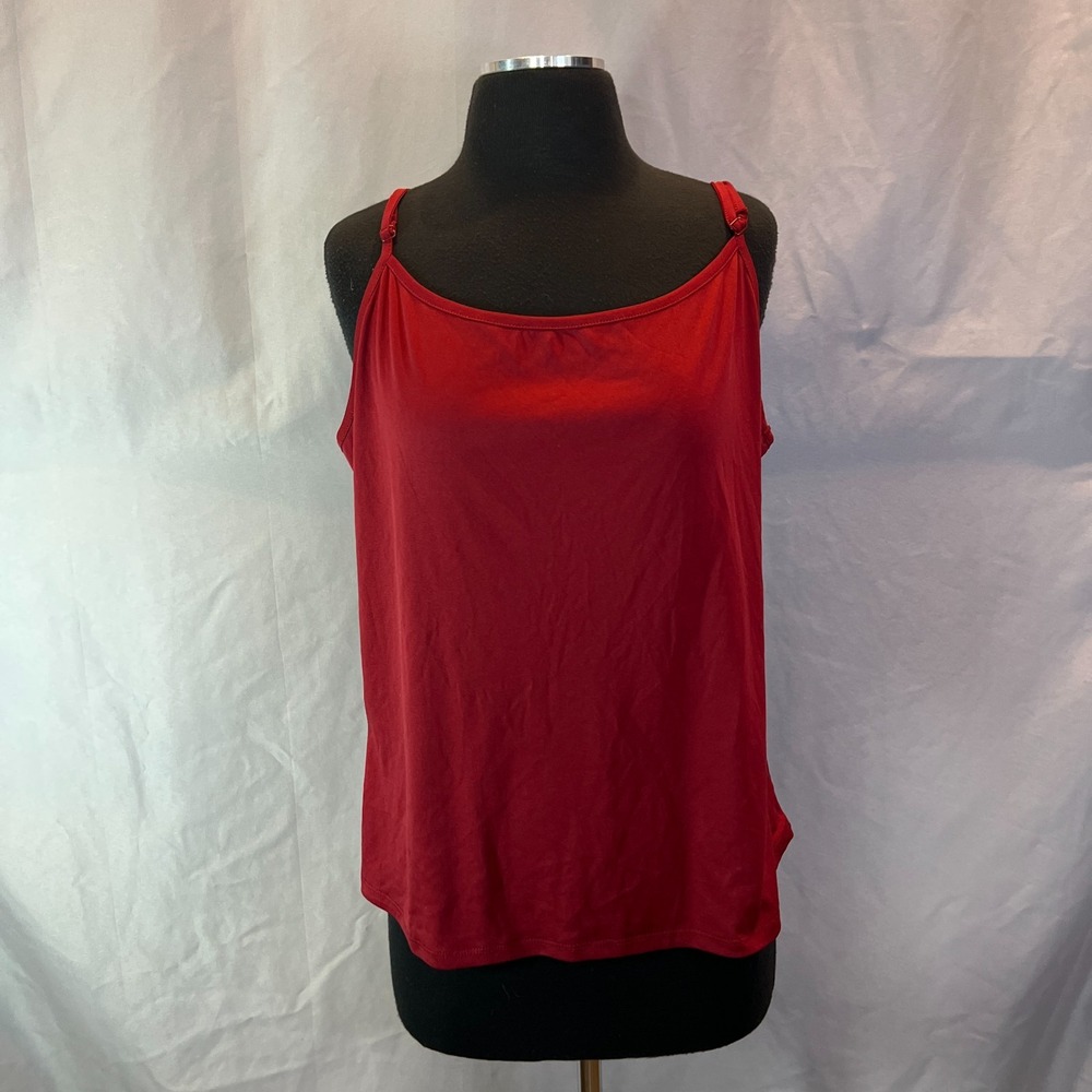 Style & Co. Camisole Blouse Top Womens XL Red Stretch Spaghetti Strap Scoop Neck